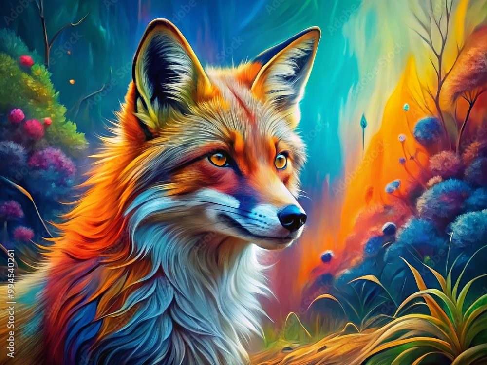Vibrant Abstract Art of a Fox Featuring Bold Colors and Dynamic Shapes for Modern Decor Inspiration Vibrant Abstract Art of a Fox Featuring Bold Colors and Dynamic Shapes for Modern Decor Inspiration