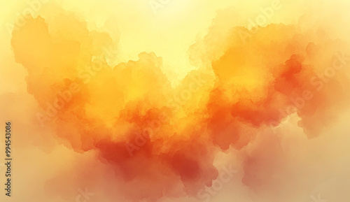 Artistic background featuring a watercolor splash with soft orange and yellow tones