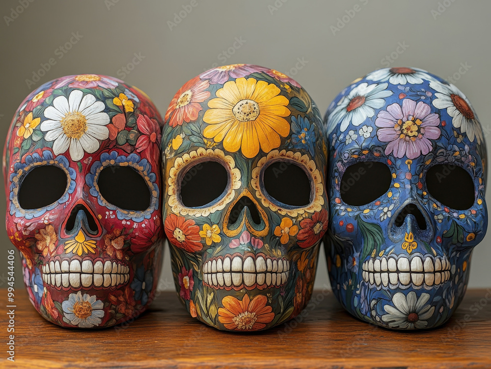 Creative Day of the Dead face mask images featuring colorful and intricate designs for the holiday Creative Day of the Dead face mask images featuring colorful and intricate designs for the holiday