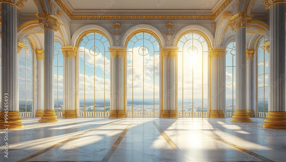 It features white marble columns and a classical design evoking a feeling of luxury and history. It features white marble columns and a classical design evoking a feeling of luxury and history.