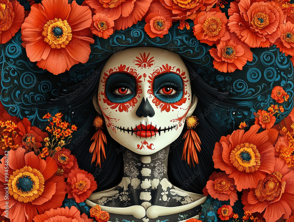 Elegant Day of the Dead Catrina illustrations featuring detailed and artistic representations of the iconic figure Elegant Day of the Dead Catrina illustrations featuring detailed and artistic representations of the iconic figure
