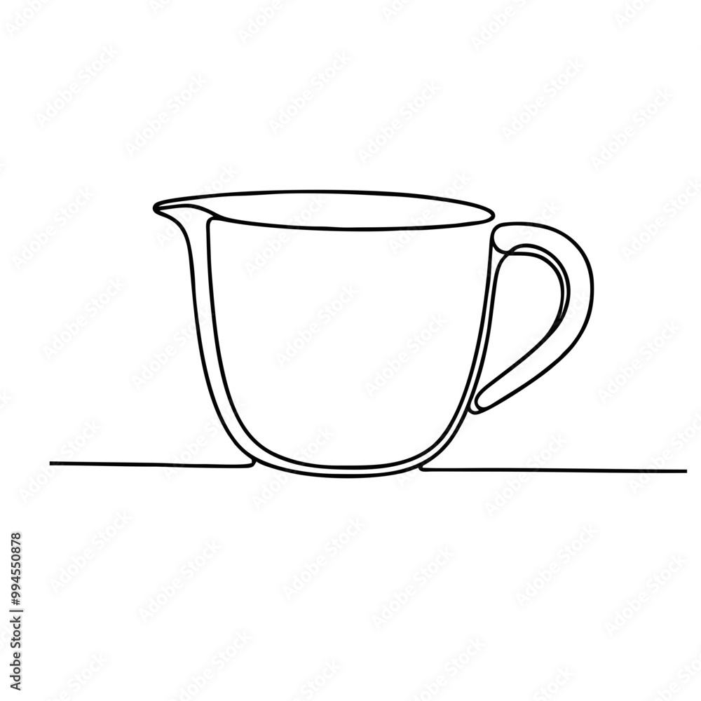Measuring cup. Icon. Vector drawing. One line art. A simple drawing of a continuous line of kitchen utensils, dishes. Measuring cup. Icon. Vector drawing. One line art. A simple drawing of a continuous line of kitchen utensils, dishes.