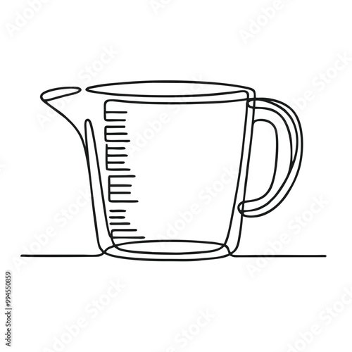 Measuring cup. Icon. Vector drawing. One line art. A simple drawing of a continuous line of kitchen utensils, dishes.