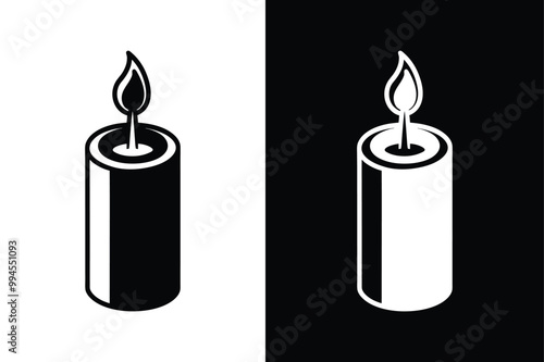 Christmas candles isolated on white background. Candle icon, logo isolated on white background.