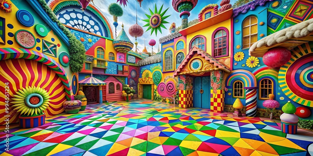Fototapeta premium Vibrant and Whimsical Comedy Background with Colorful Patterns and Fun Elements for Creative Projects