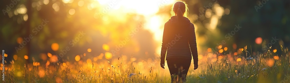 A person walks peacefully through a sunlit field, surrounded by blooming flowers, capturing the essence of freedom and serenity. A person walks peacefully through a sunlit field, surrounded by blooming flowers, capturing the essence of freedom and serenity.