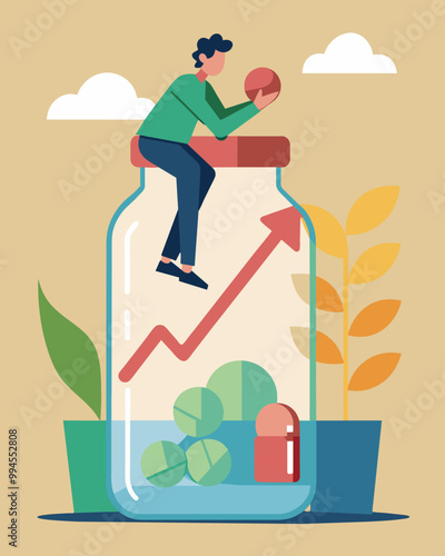 A person trying to save up for a down payment on a house but struggling because their savings lose value due to inflation.. Vector illustration