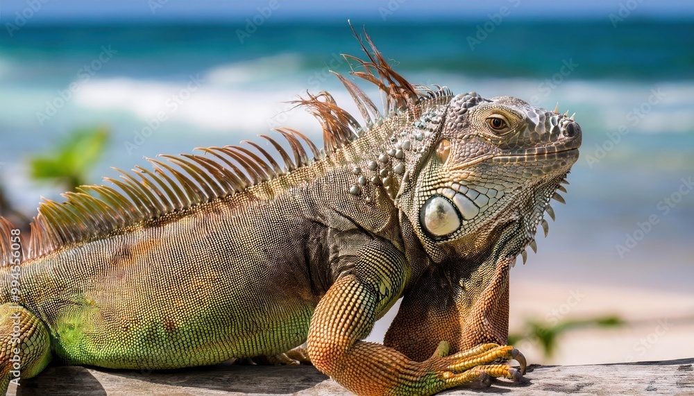 Fototapeta premium Green iguana (Iguana iguana), also known as the American iguana