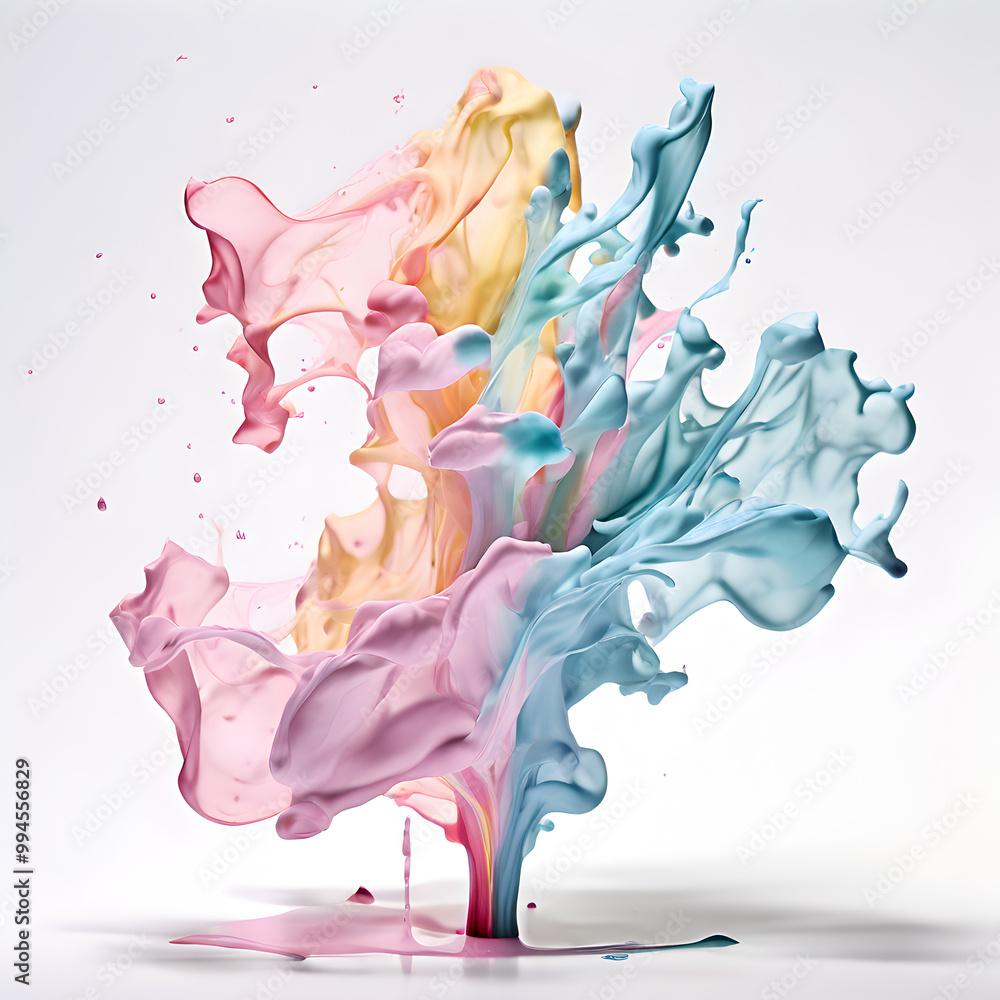 Fototapeta premium Ink-splatters-in-a-variety-of-pale-pastel-tones.