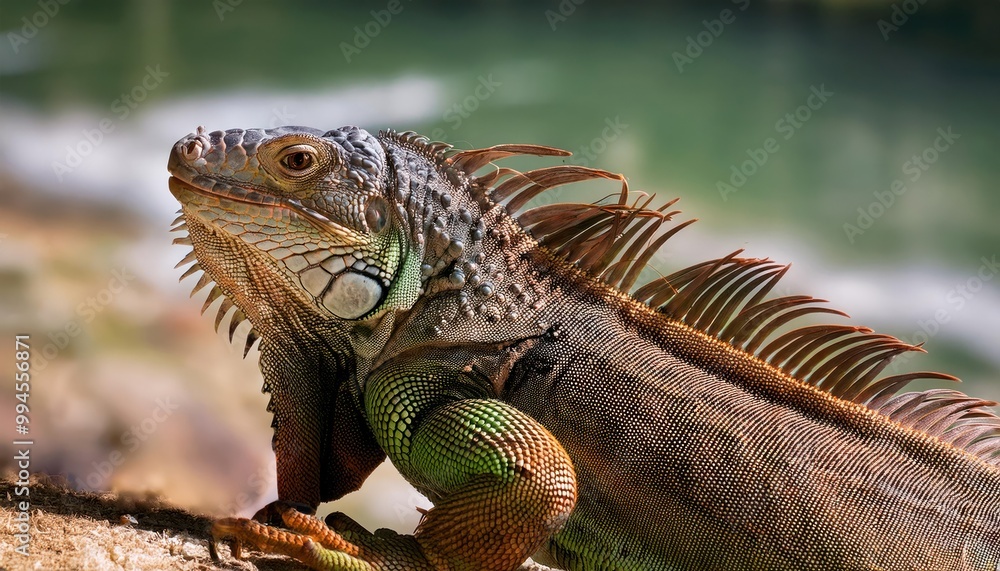 Fototapeta premium Green iguana (Iguana iguana), also known as the American iguana