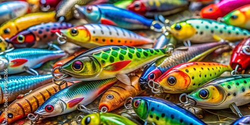 Vibrant Collection of Fishing Lures in Various Designs and Colors for Angling Enthusiasts and Hobbyists