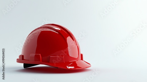 Hard hat with bright red color for protection on construction sites. This hard hat is ideal for workers in a variety of industries.