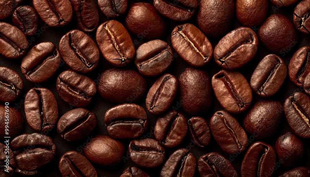 Obraz premium Overhead view of backdrop representing halves of dark brown coffee beans with pleasant scent