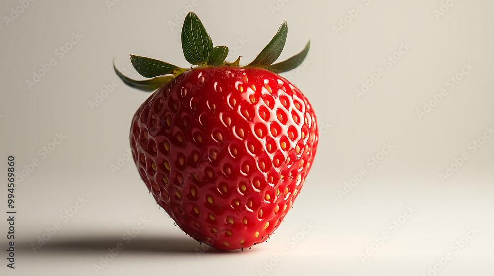 Single Red Strawberry Isolated on a Plain White Background, Emphasizing Its Vibrant Color and Natural Texture in a Minimalist and Fresh Design Single Red Strawberry Isolated on a Plain White Background, Emphasizing Its Vibrant Color and Natural Texture in a Minimalist and Fresh Design