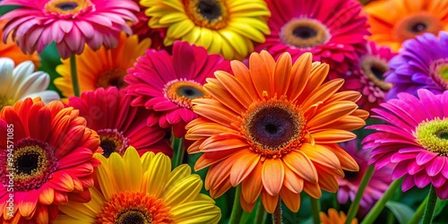 Vibrant Gerber Daisies in Vivid Colors Creating a Cheerful Floral Background for Various Uses
