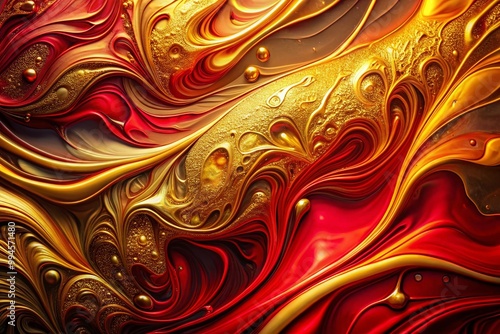 Vibrant Gold and Red Abstract Background with Rich Textures and Fluid Patterns for Creative Projects