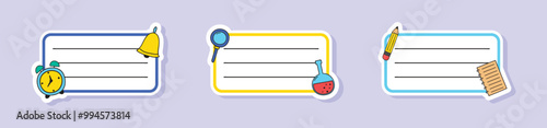Cute hand drawn school notebook labels. Vector illustration