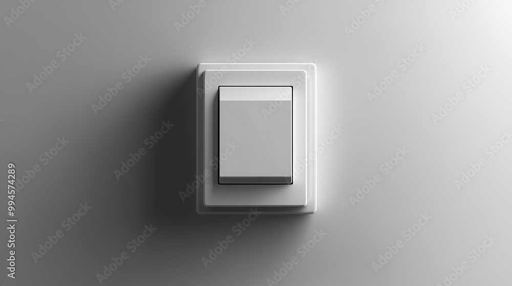 Single light switch on a plain white background minimalist and clean design Single light switch on a plain white background minimalist and clean design