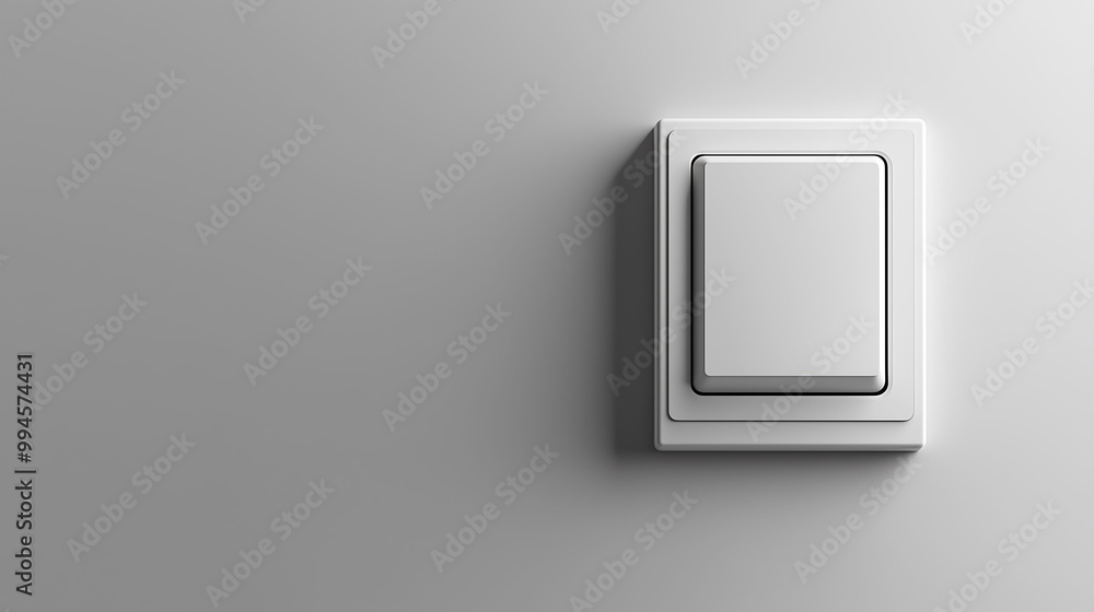 Single light switch on a plain white background minimalist and clean design Single light switch on a plain white background minimalist and clean design