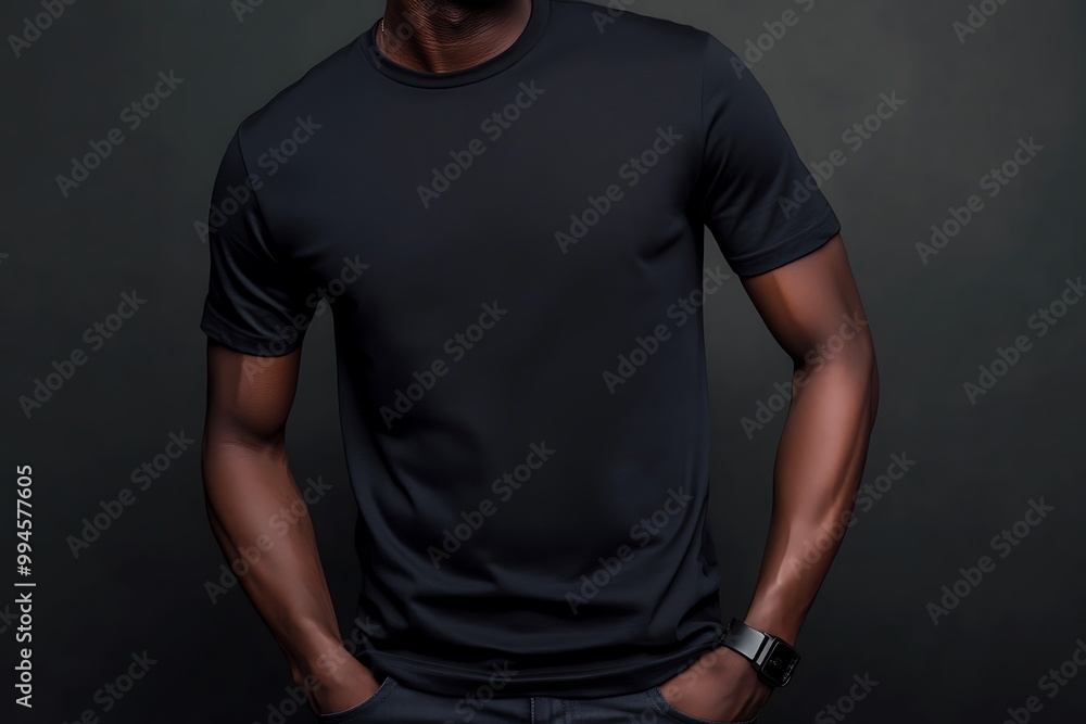 Man wearing blank black t shirt, mockup for design or branding Man wearing blank black t shirt, mockup for design or branding