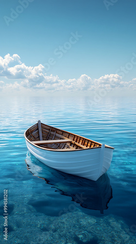 Abandoned Rowboat Floating Serenely on the Blue Horizon picture