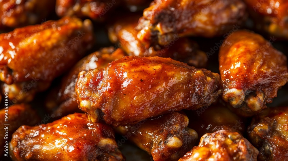 A portion of tasty and appetizing baked chicken wings and legs on a plate Unhealthy eating and fast food A fried cooked highcalorie snack for leisure Red background Studio shoot Cop: Stock A portion of tasty and appetizing baked chicken wings and legs on a plate Unhealthy eating and fast food A fried cooked highcalorie snack for leisure Red background Studio shoot Cop: Stock