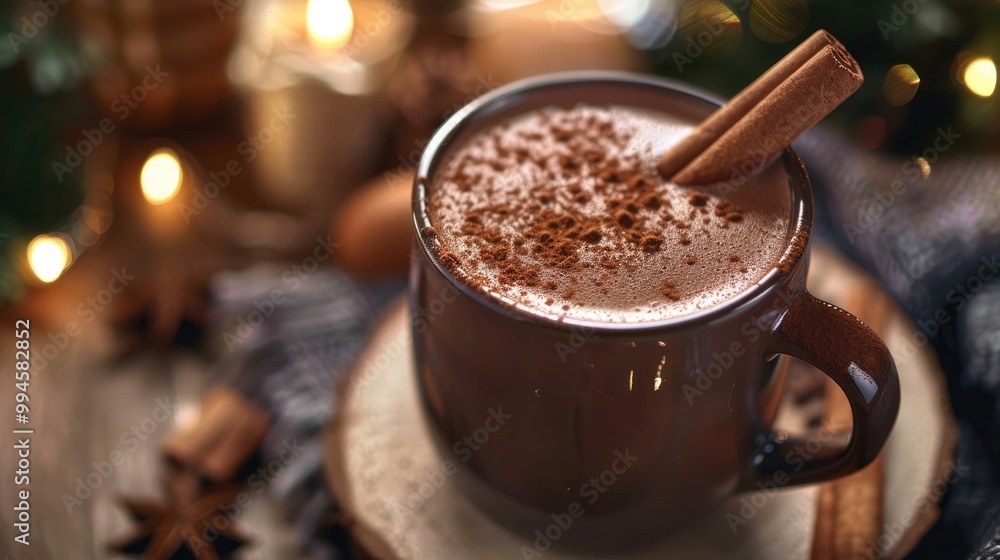 Steaming cup of Mexican hot chocolate with cinnamon stick. Steaming cup of Mexican hot chocolate with cinnamon stick.