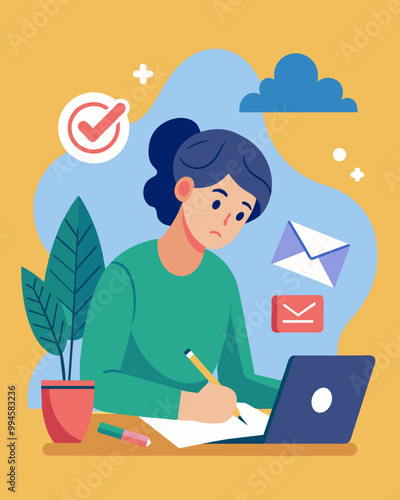 A person writing a letter to cancel their streaming service wanting to spend their free time more productively.. Vector illustration
