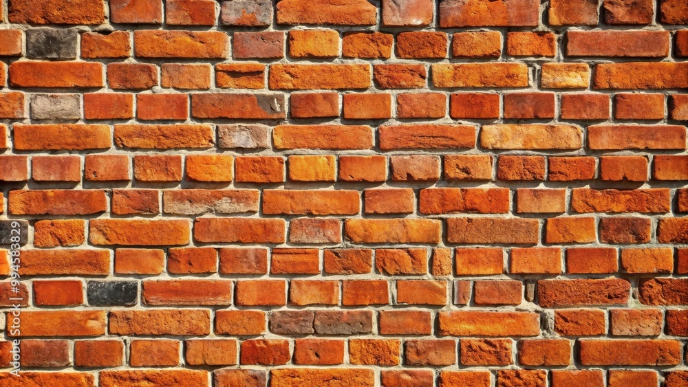 Obraz premium Red and orange brick wall providing a textured background with a repeating pattern