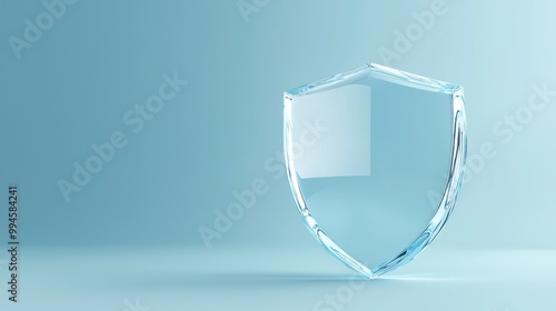 Crystal-clear glass shield against a soft blue background with reflections