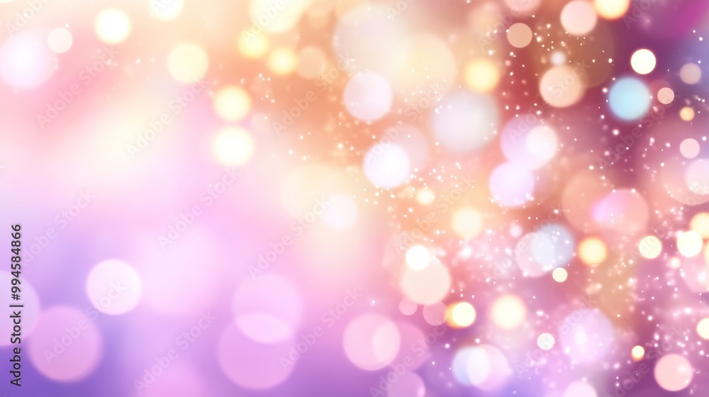 Obraz premium A flowing pink and orange gradient background with bokeh and waves. 