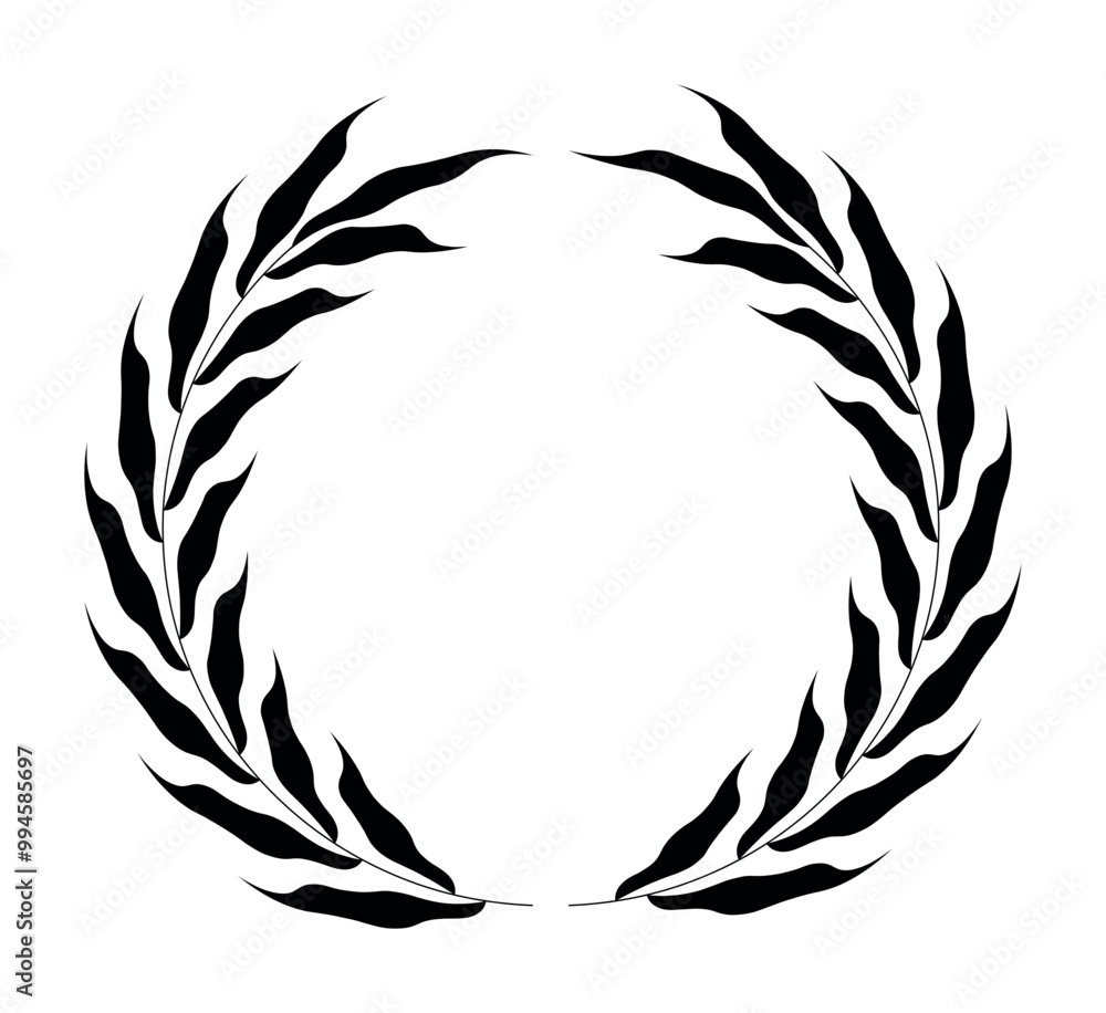 Laurel wreath of victory icon isolated on transparent background. Black silhouette circular laurel foliate wreaths depicting an award, achievement, heraldry, nobility. Emblem flat floral Greek branch Laurel wreath of victory icon isolated on transparent background. Black silhouette circular laurel foliate wreaths depicting an award, achievement, heraldry, nobility. Emblem flat floral Greek branch