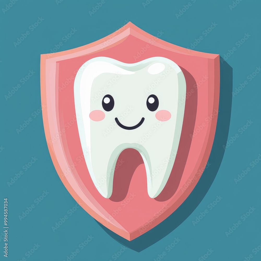 Flat Illustration of a Tooth on a Shield - Ideal for Web Design and Dental Health Graphics Flat Illustration of a Tooth on a Shield - Ideal for Web Design and Dental Health Graphics