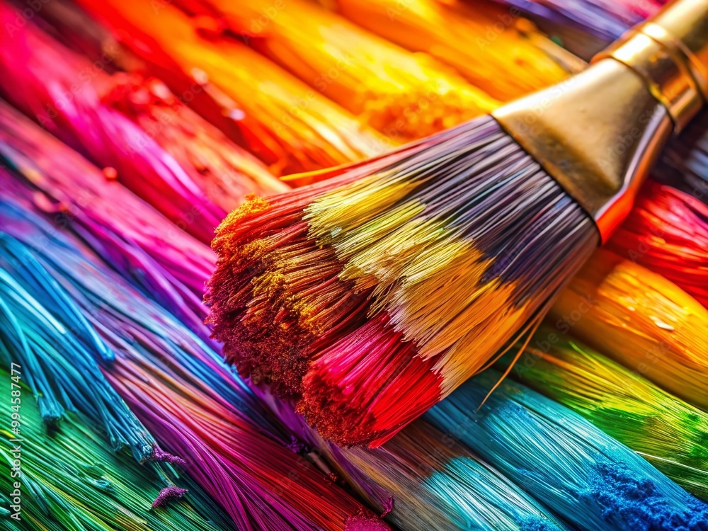 Fototapeta premium Vibrant Paintbrush Texture on Canvas Creating a Colorful Abstract Background for Artistic Designs