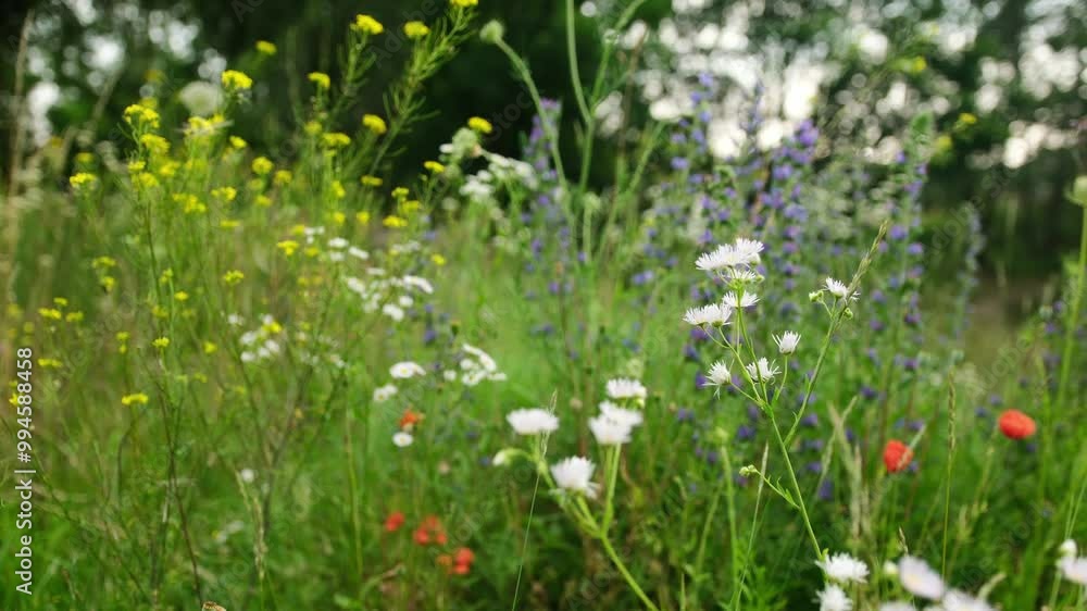Colorful Meadow With Flowers And Grass In The Summer Sun Colorful Meadow With Flowers And Grass In The Summer Sun