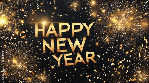 Using sparkling elements and festive graphics, create a banner wishing everyone a happy new year in 2025. photo