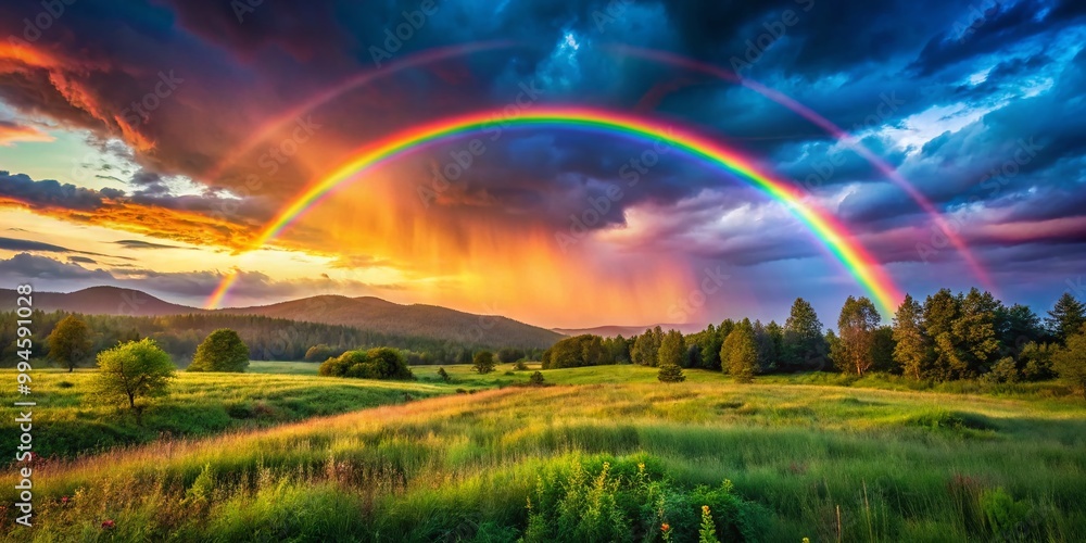 Vibrant Rainbow Spectrum Creating a Colorful and Cheerful Atmosphere in Nature's Beauty Vibrant Rainbow Spectrum Creating a Colorful and Cheerful Atmosphere in Nature's Beauty
