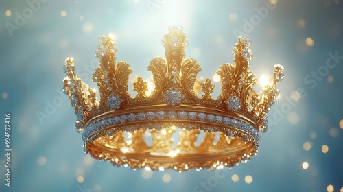 Wallpaper Mural An elegant golden crown adorned with jewels, shimmering in a soft light, representing royalty and luxury. Torontodigital.ca