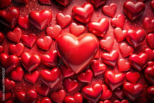 Vibrant Red Hearts Background for Romantic Themes, Celebrations, and Artistic Projects