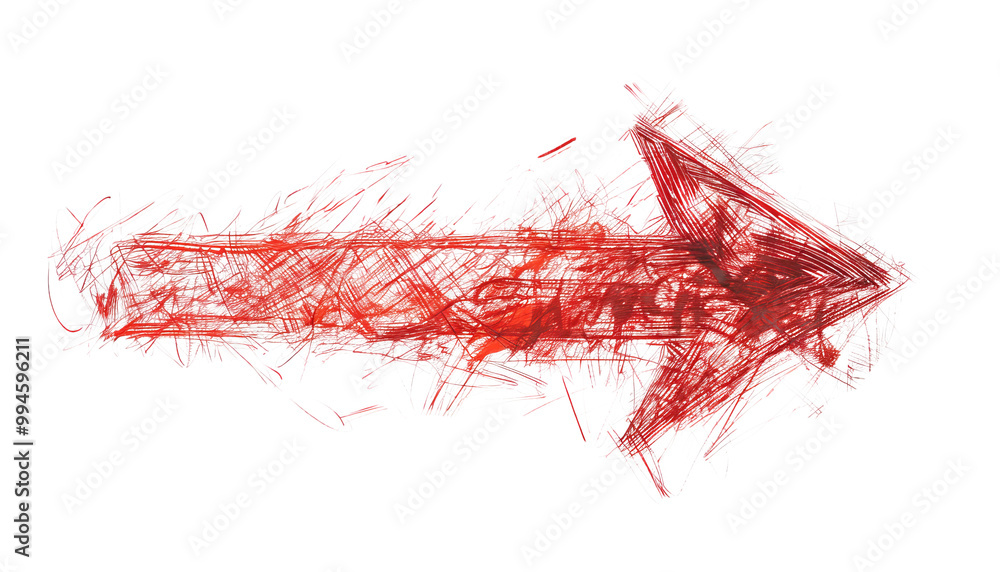 Naklejka premium photo of a simple red arrow, meticulously hand-drawn to illustrate both upward and downward movements
