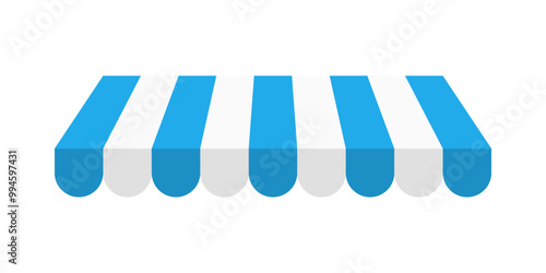 Blue and white shop awning icon