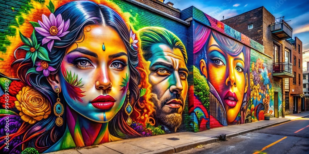 Vibrant Street Graffiti Art on Urban Wall Showcasing Bold Colors and Intricate Designs in Cityscape Vibrant Street Graffiti Art on Urban Wall Showcasing Bold Colors and Intricate Designs in Cityscape
