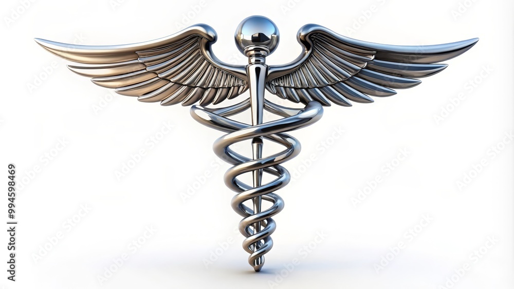 Caduceus medical symbol standing on a white background representing healthcare Caduceus medical symbol standing on a white background representing healthcare
