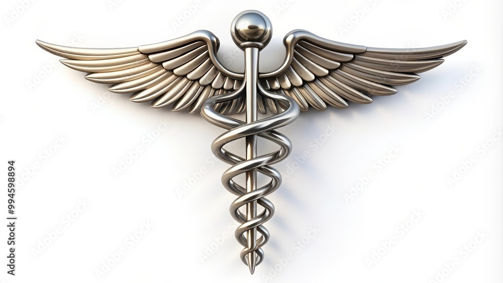Caduceus medical symbol standing on a white background representing healthcare Caduceus medical symbol standing on a white background representing healthcare