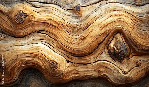 Abstract wood texture with wavy patterns and knots, nature background