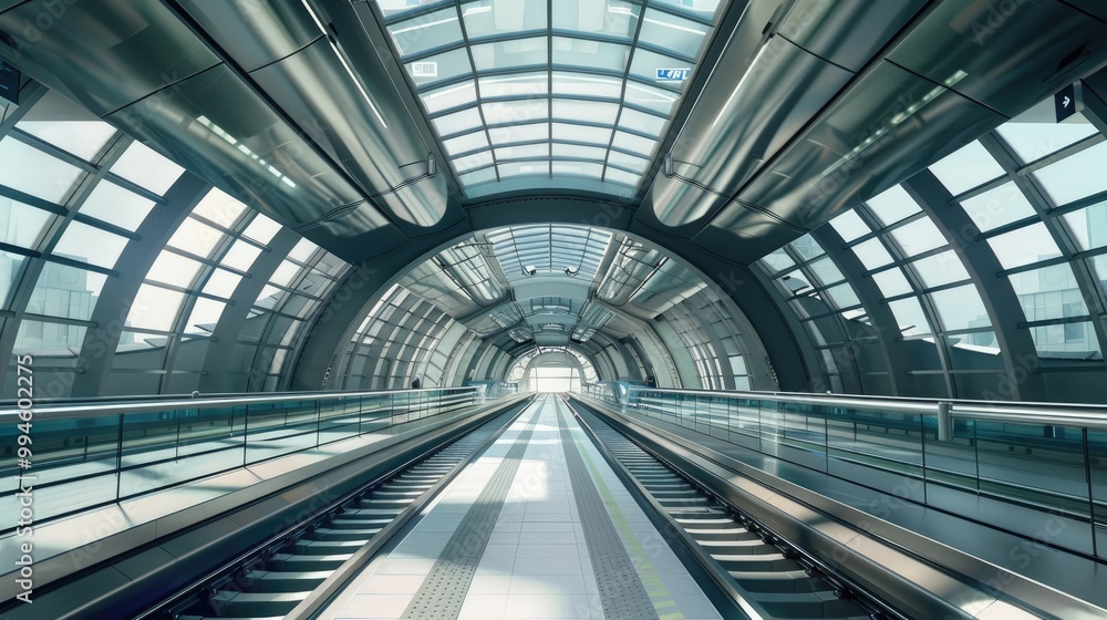 High-speed maglev train station with modern design. High-speed maglev train station with modern design.