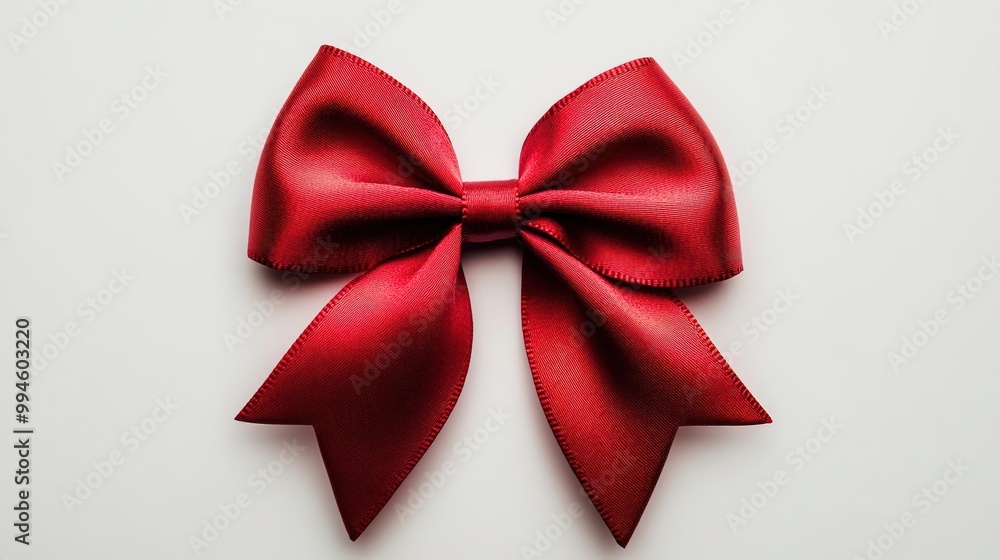 A vibrant red ribbon bow on a light background, perfect for decorating gifts or enhancing festive occasions. A vibrant red ribbon bow on a light background, perfect for decorating gifts or enhancing festive occasions.