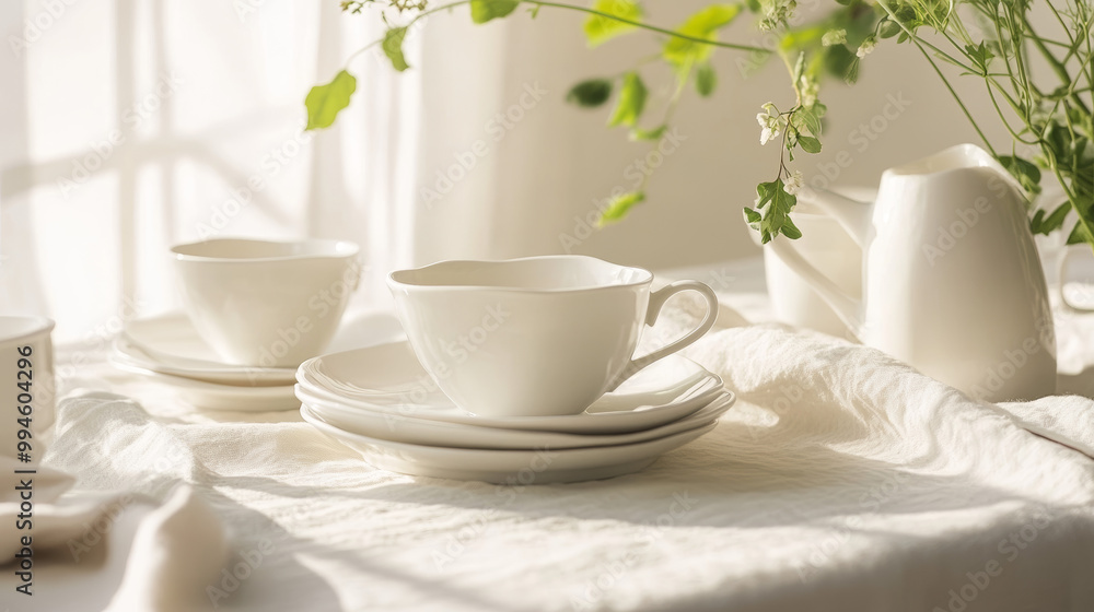 Imagine a serene dining setting featuring a pristine white table, elegantly draped with a textured white tablecloth. Imagine a serene dining setting featuring a pristine white table, elegantly draped with a textured white tablecloth.