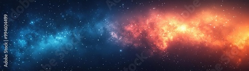 Stunning cosmic scene showcasing colorful nebulae in a starry night sky, blending vibrant hues of blue and orange.