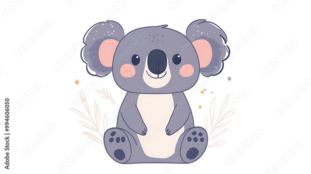 Cute cartoon koala bear with sparkles illustration Cute cartoon koala bear with sparkles illustration
